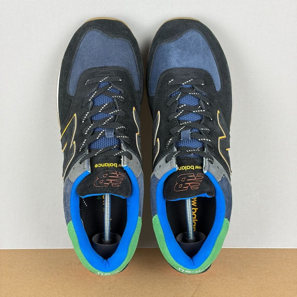 New Balance 574 Aurora Nights Suede Sneakers Mens 11.5 Black Blue Green Low Top - Picture 6 of 7